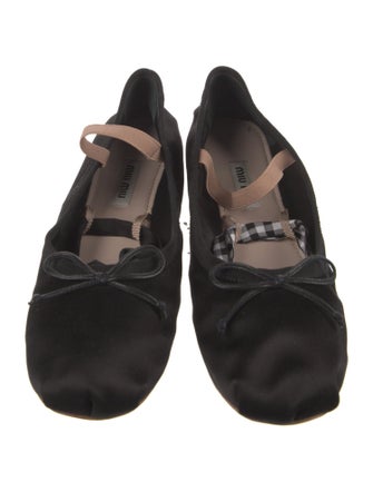 Miu Miu Satin Bow Accents Mary Jane Flats