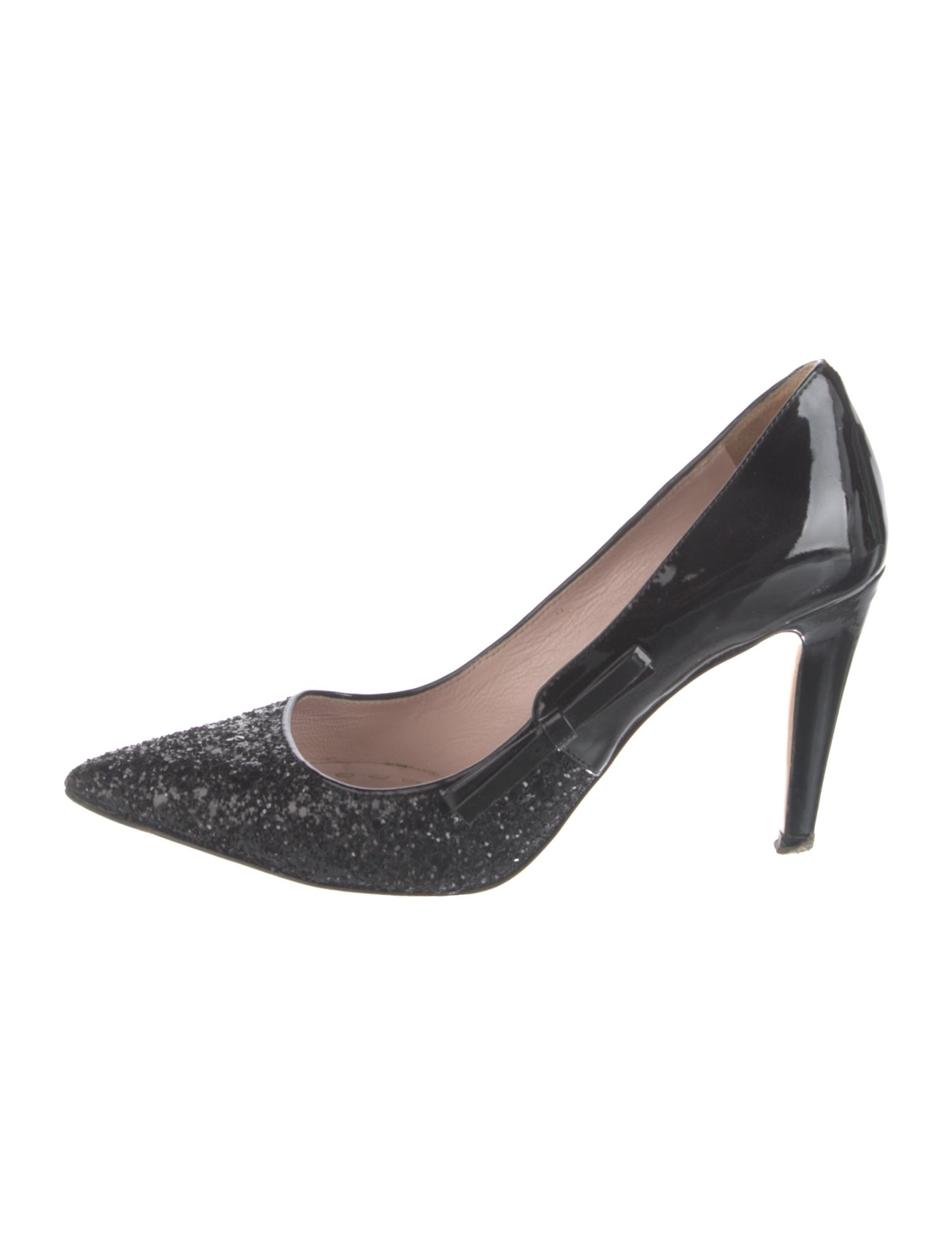 Miu Miu Patent Leather Glitter Accents Pumps