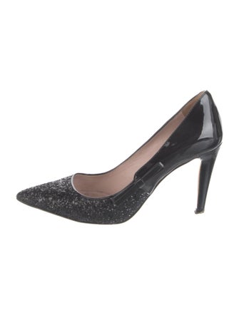 Miu Miu Patent Leather Glitter Accents Pumps