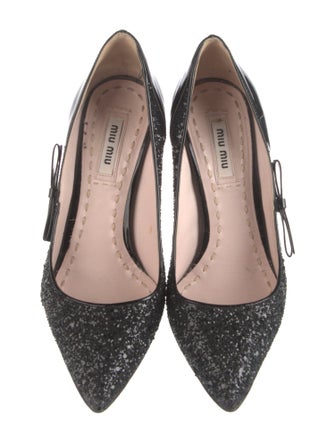 Miu Miu Patent Leather Glitter Accents Pumps