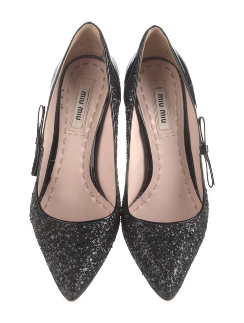 Miu Miu Patent Leather Glitter Accents Pumps