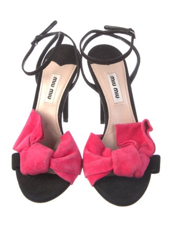 Miu Miu Suede Bow Accents Sandals