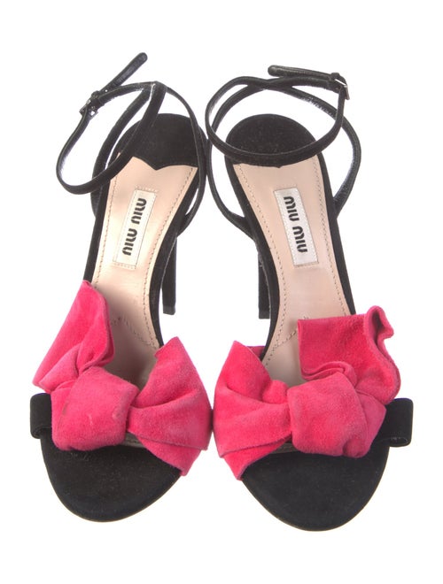 Miu Miu Suede Bow Accents Sandals