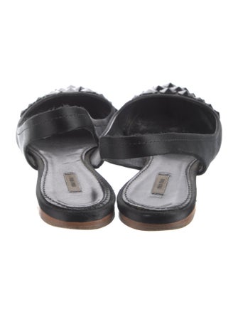 Miu Miu Satin Crystal Embellishments Slingback Flats