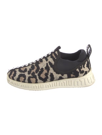 Miu Miu Animal Print Crystal Embellishments Sneakers
