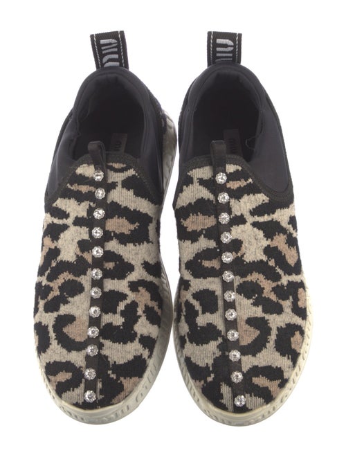 Miu Miu Animal Print Crystal Embellishments Sneakers
