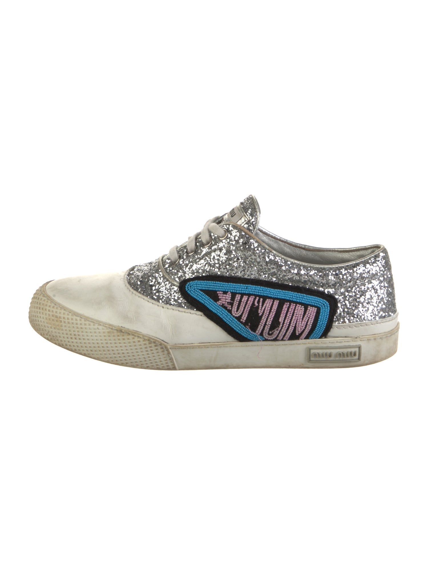 Miu Miu Glitter Colorblock Pattern Sneakers