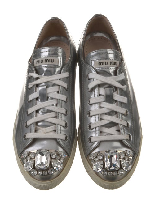 Miu Miu Patent Leather Crystal Embellishments Sneakers