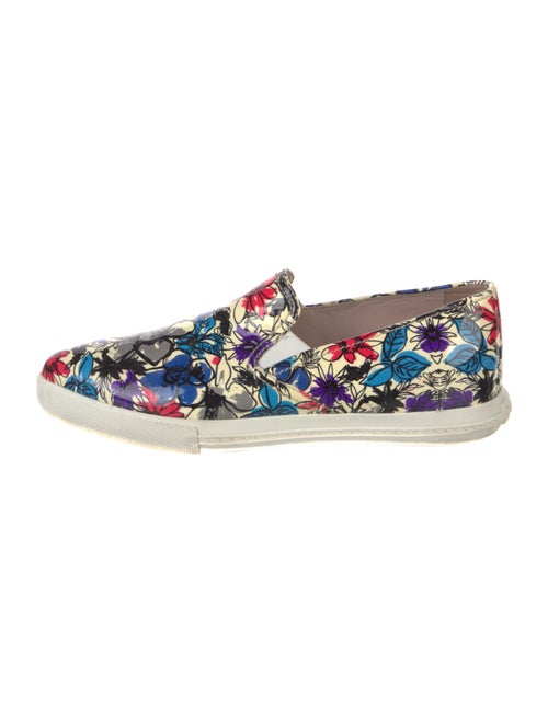 Miu Miu Leather Floral Print Sneakers
