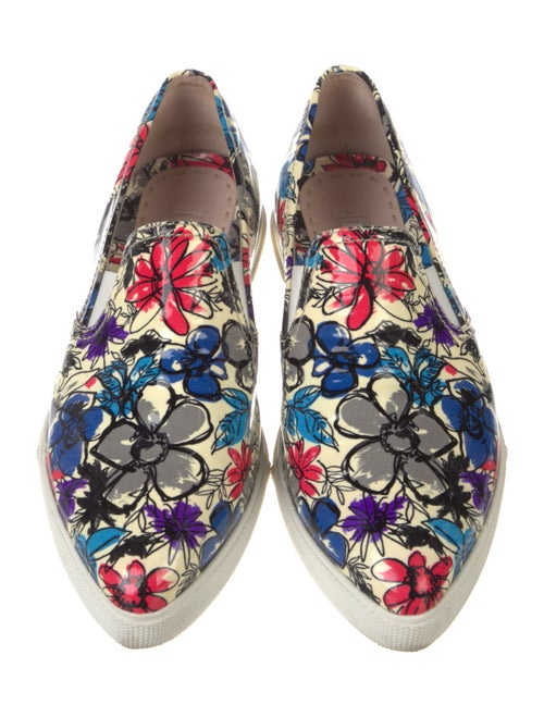 Miu Miu Leather Floral Print Sneakers