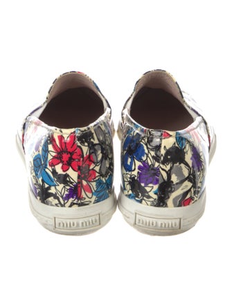 Miu Miu Leather Floral Print Sneakers