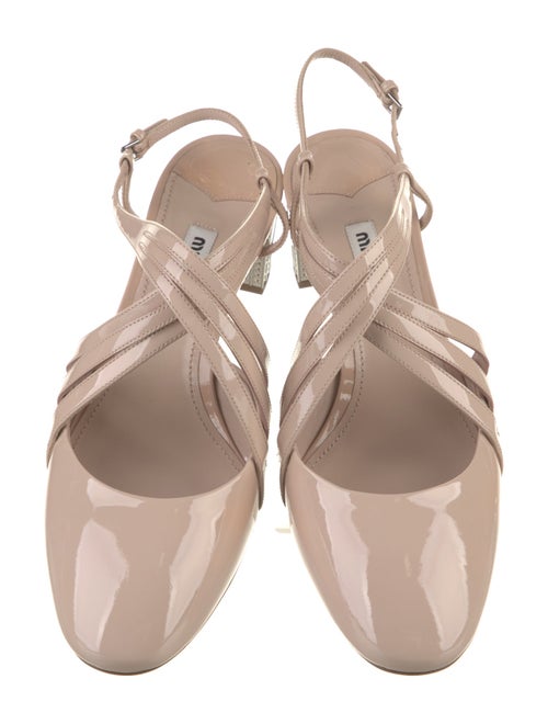 Miu Miu Patent Leather Crystal Embellishments Slingback Pumps