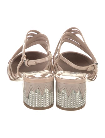 Miu Miu Patent Leather Crystal Embellishments Slingback Pumps