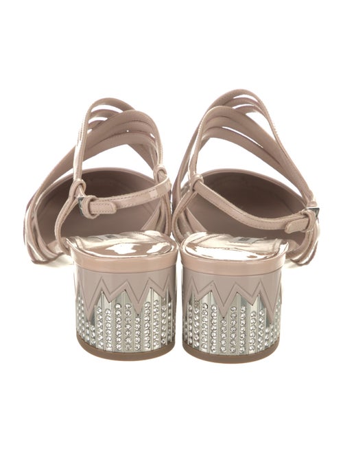 Miu Miu Patent Leather Crystal Embellishments Slingback Pumps