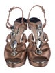 Miu Miu Satin Crystal Embellishments T-Strap Sandals