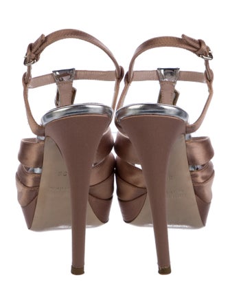 Miu Miu Satin Crystal Embellishments T-Strap Sandals