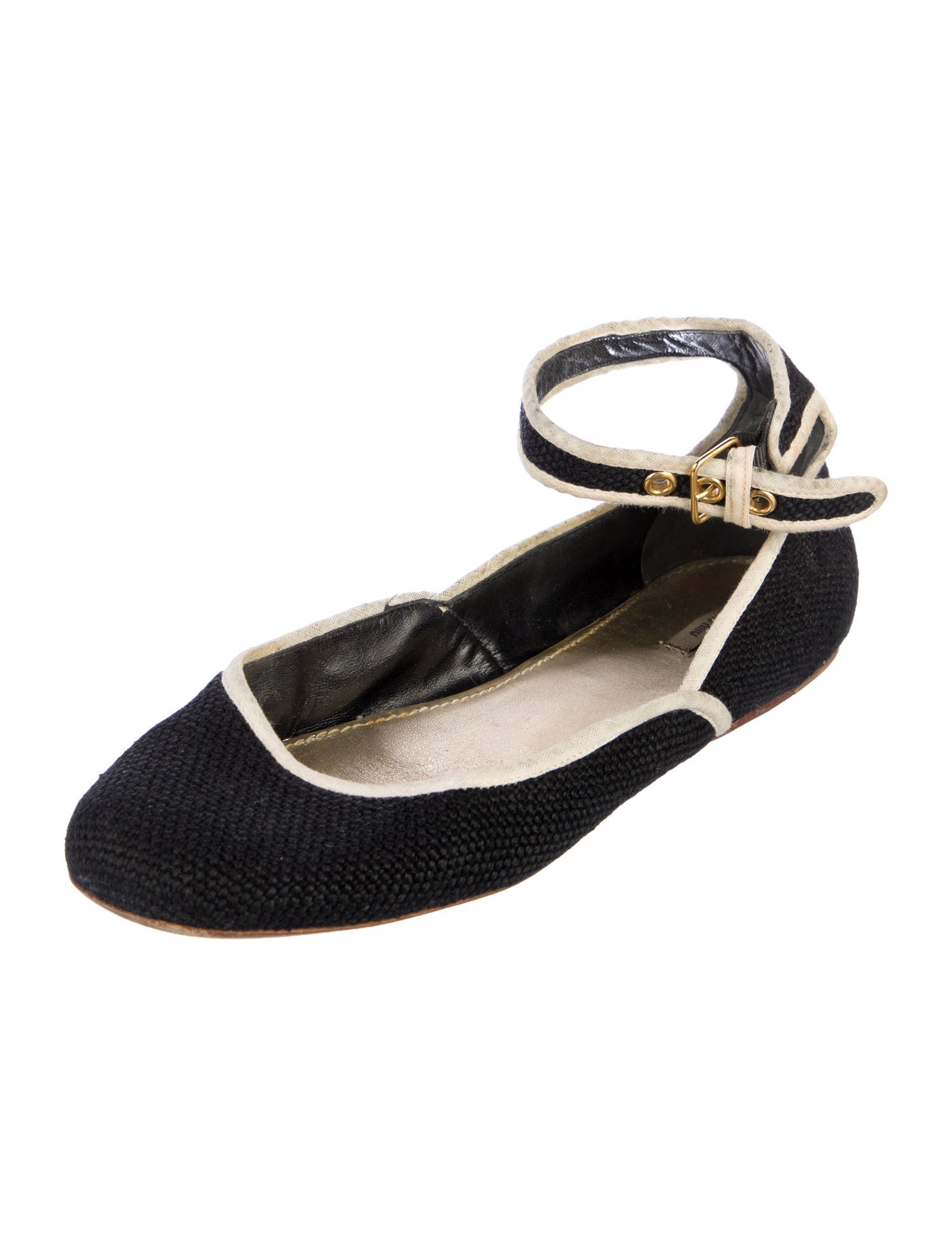 Miu Miu Canvas Striped Flats