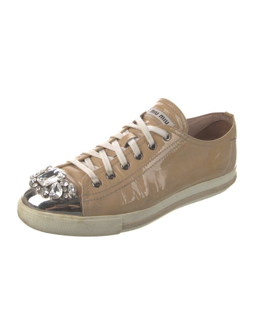 Miu Miu Patent Leather Crystal Embellishments Sneakers