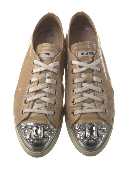 Miu Miu Patent Leather Crystal Embellishments Sneakers