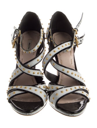 Miu Miu Leather Studded Accents Espadrilles