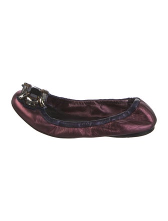 Miu Miu Leather Crystal Embellishments Ballet Flats