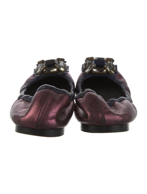 Miu Miu Leather Crystal Embellishments Ballet Flats