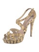 Miu Miu Embossed Leather Animal Print T-Strap Pumps