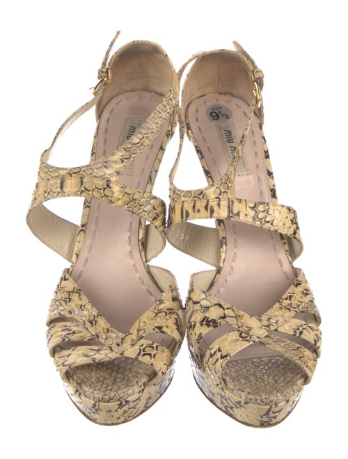 Miu Miu Embossed Leather Animal Print T-Strap Pumps