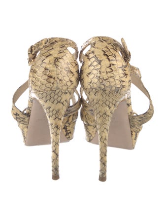 Miu Miu Embossed Leather Animal Print T-Strap Pumps