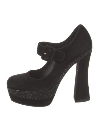Miu Miu Suede Glitter Accents Pumps