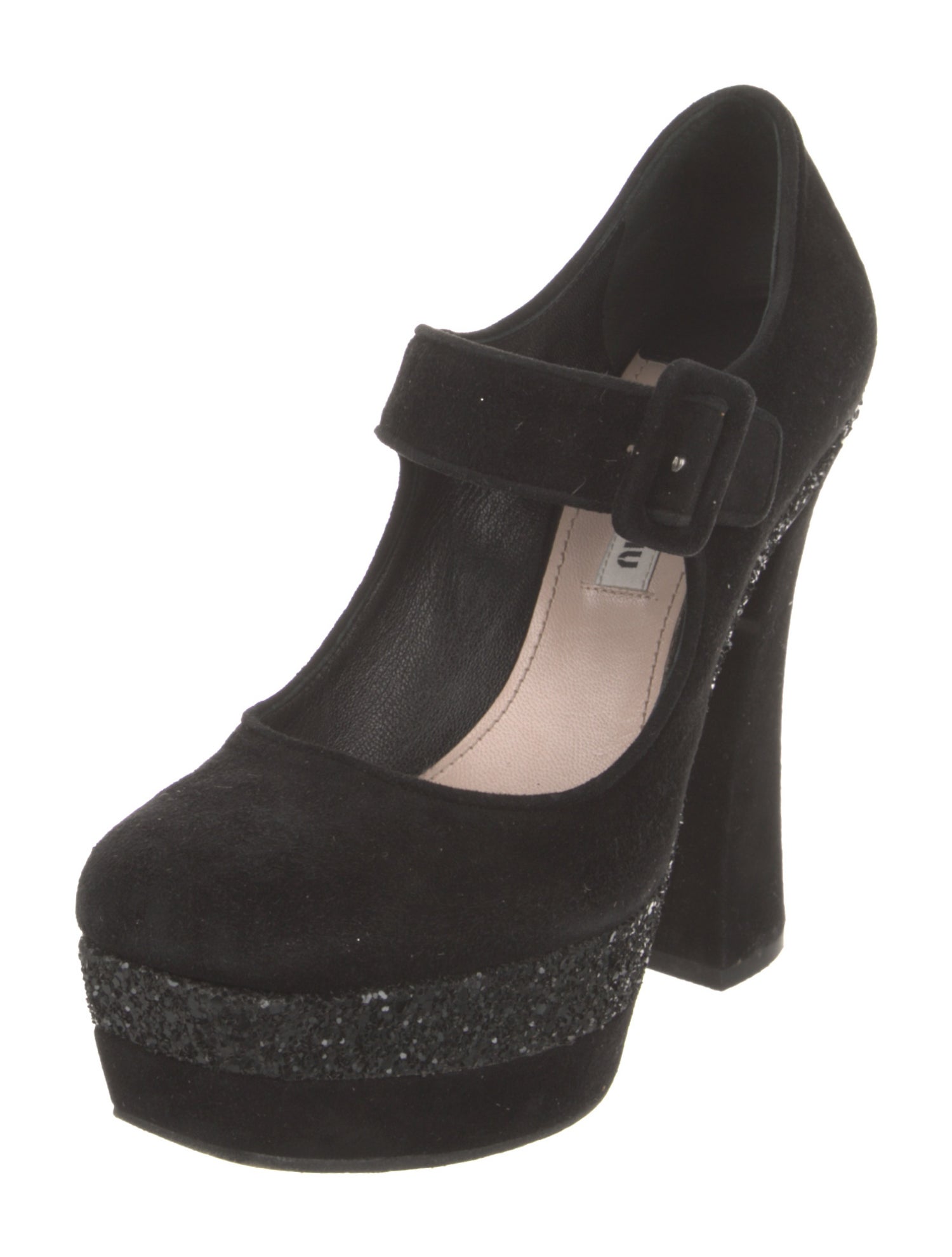 Miu Miu Suede Glitter Accents Pumps