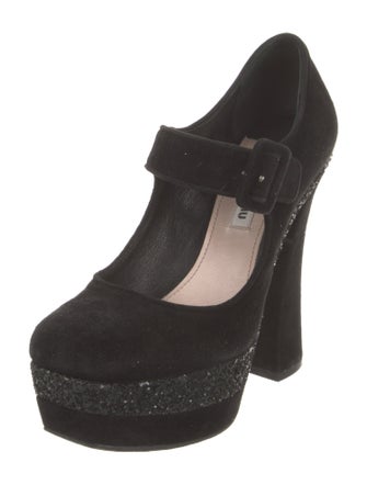 Miu Miu Suede Glitter Accents Pumps