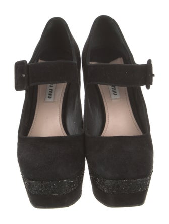 Miu Miu Suede Glitter Accents Pumps