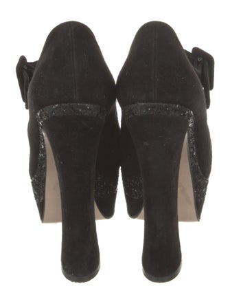 Miu Miu Suede Glitter Accents Pumps