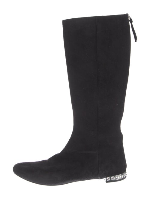 Miu Miu Suede Crystal Embellishments Riding Boots