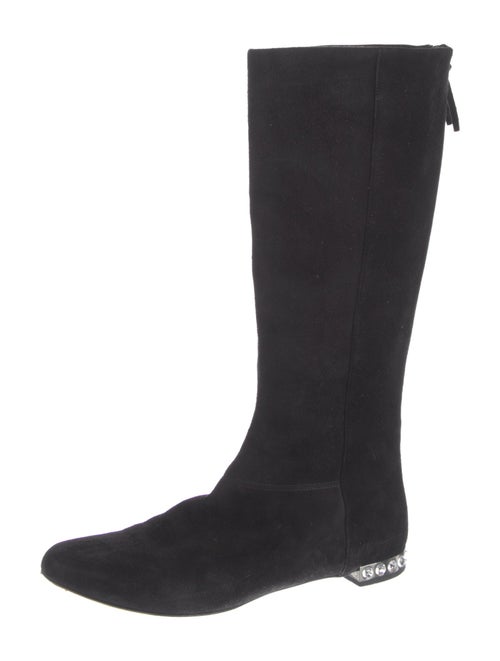 Miu Miu Suede Crystal Embellishments Riding Boots