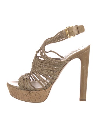 Miu Miu Leather Braided Accents Sandals