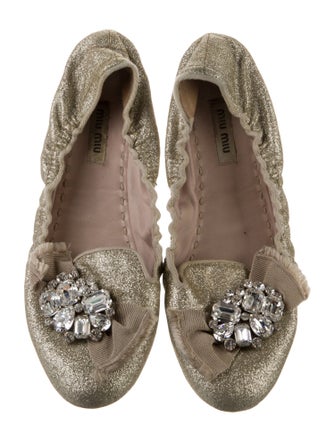 Miu Miu Glitter Glitter Accents Flats