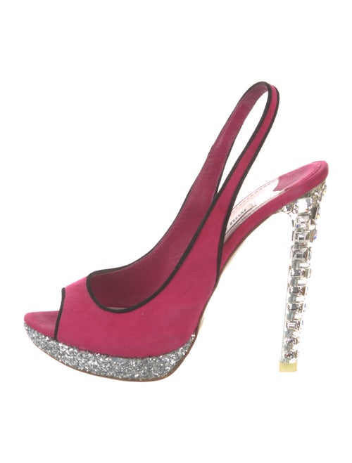 Miu Miu Suede Glitter Accents Slingback Pumps
