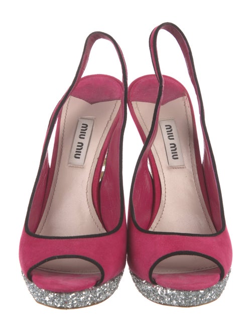 Miu Miu Suede Glitter Accents Slingback Pumps