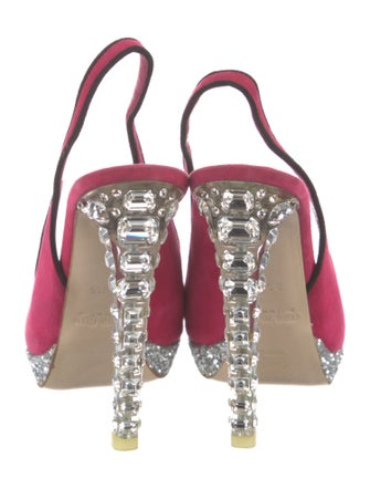 Miu Miu Suede Glitter Accents Slingback Pumps
