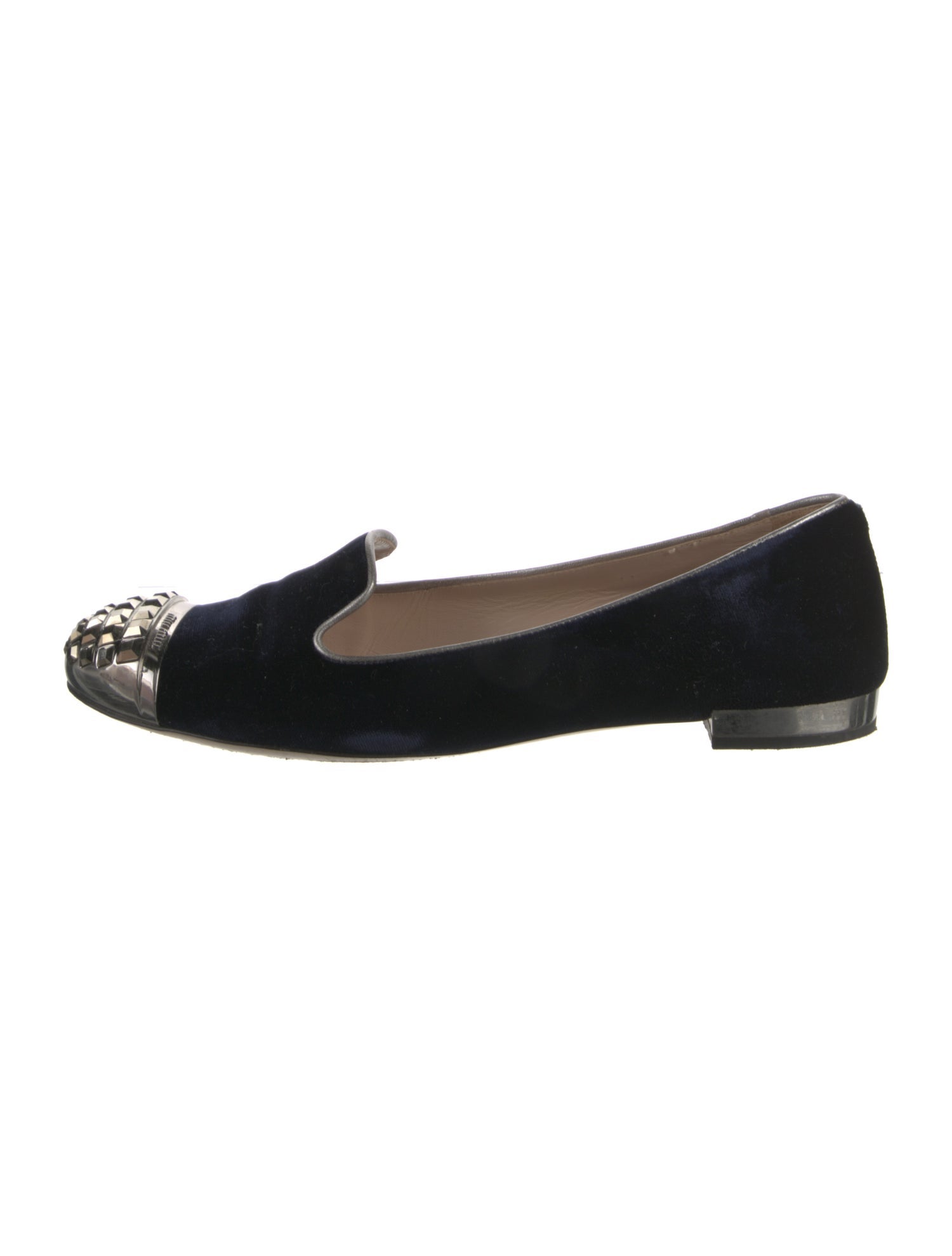 Miu Miu Velvet Studded Accents Loafers