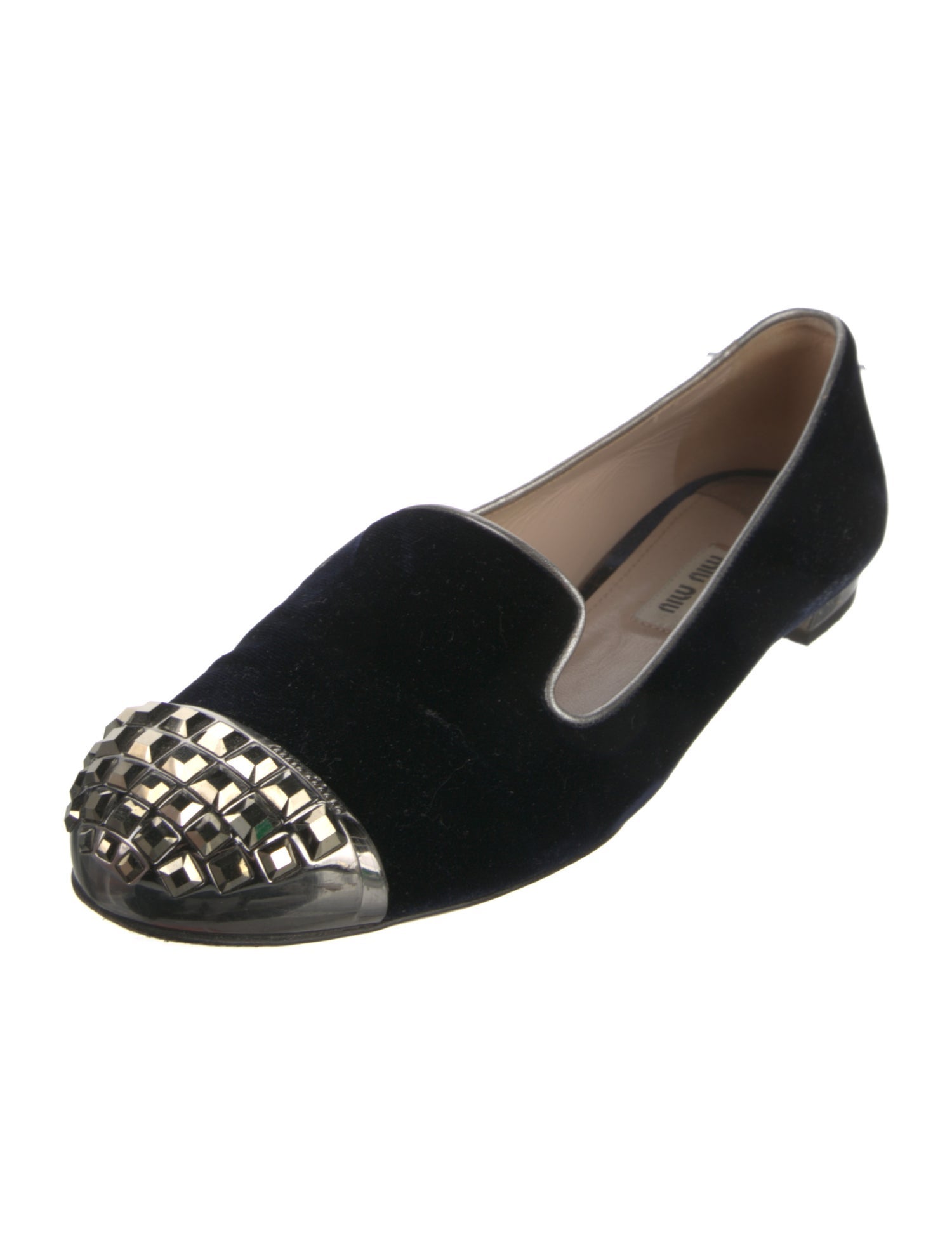 Miu Miu Velvet Studded Accents Loafers