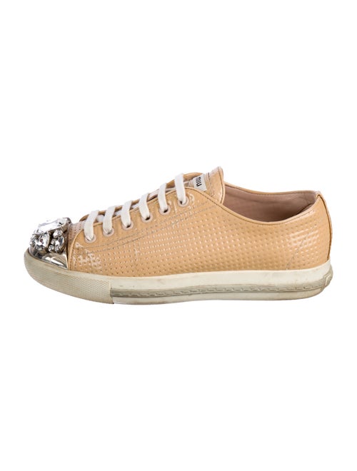 Miu Miu Patent Leather Crystal Embellishments Sneakers
