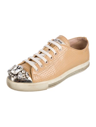 Miu Miu Patent Leather Crystal Embellishments Sneakers