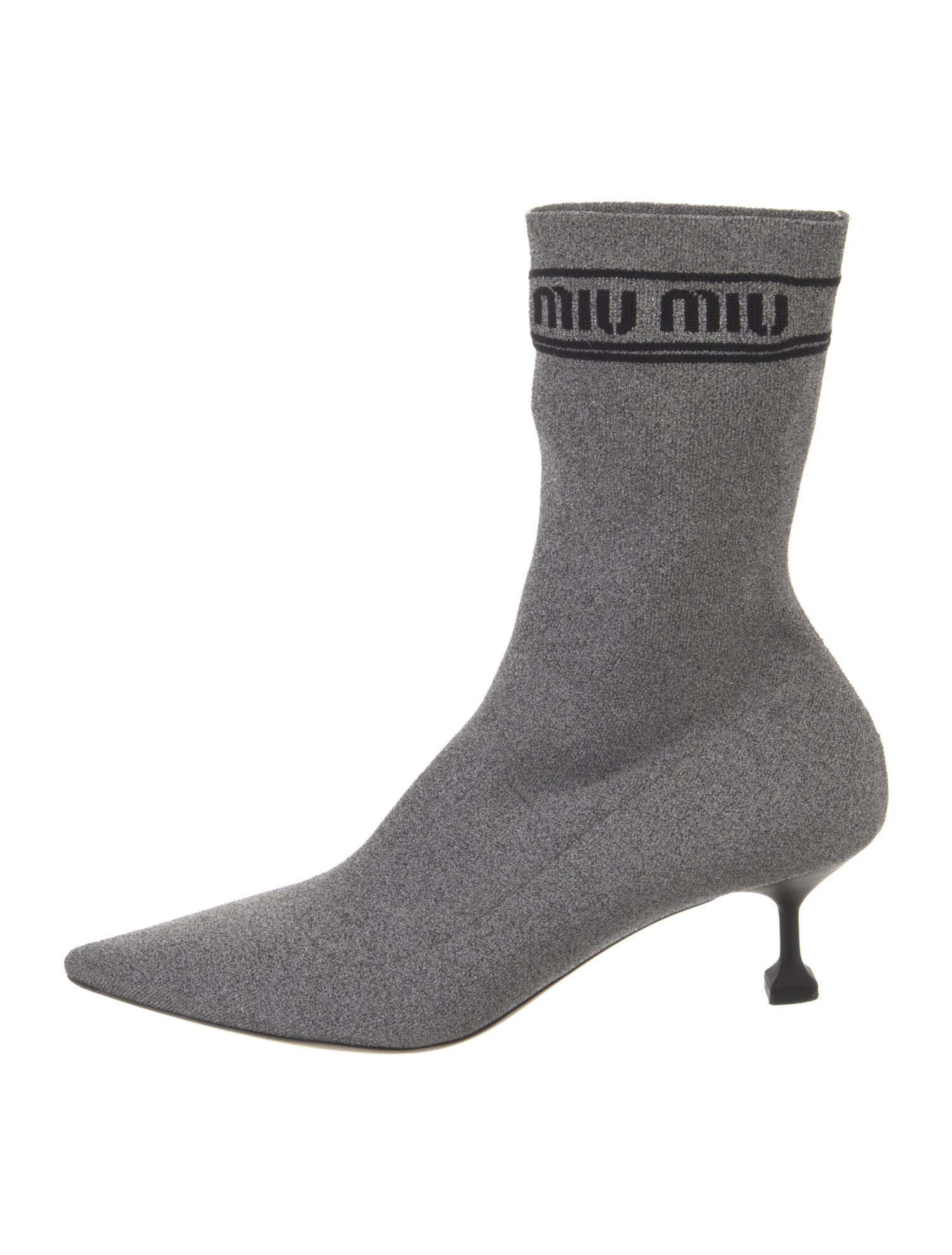 Miu Miu Graphic Print Glitter Accents Sock Boots
