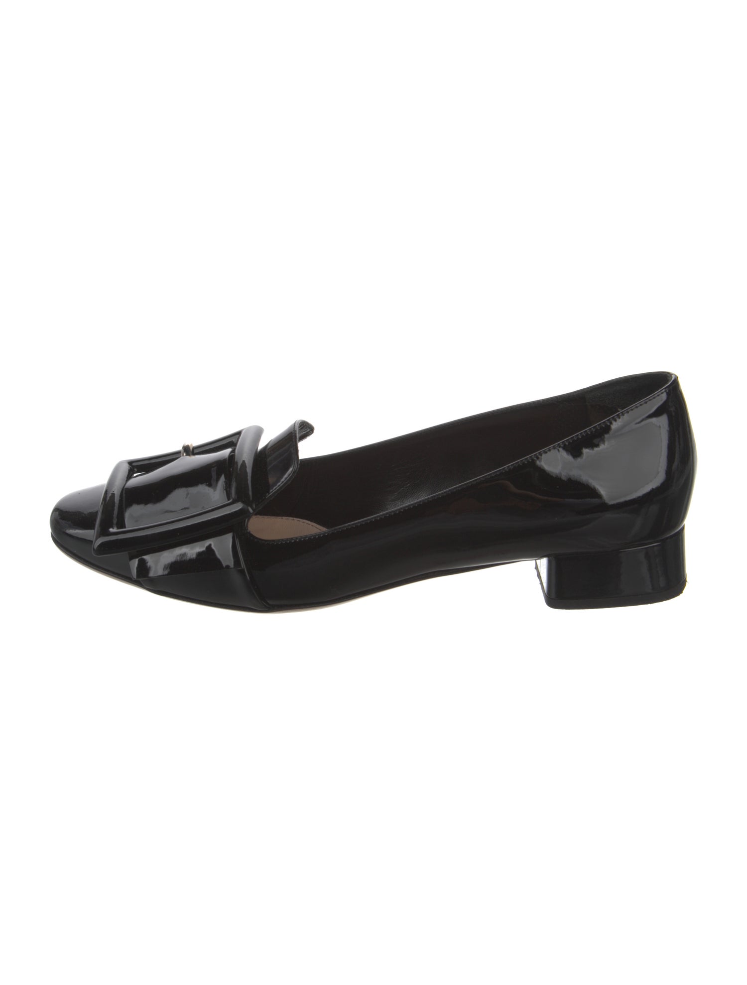 Miu Miu Patent Leather Chain-Link Accents Loafers