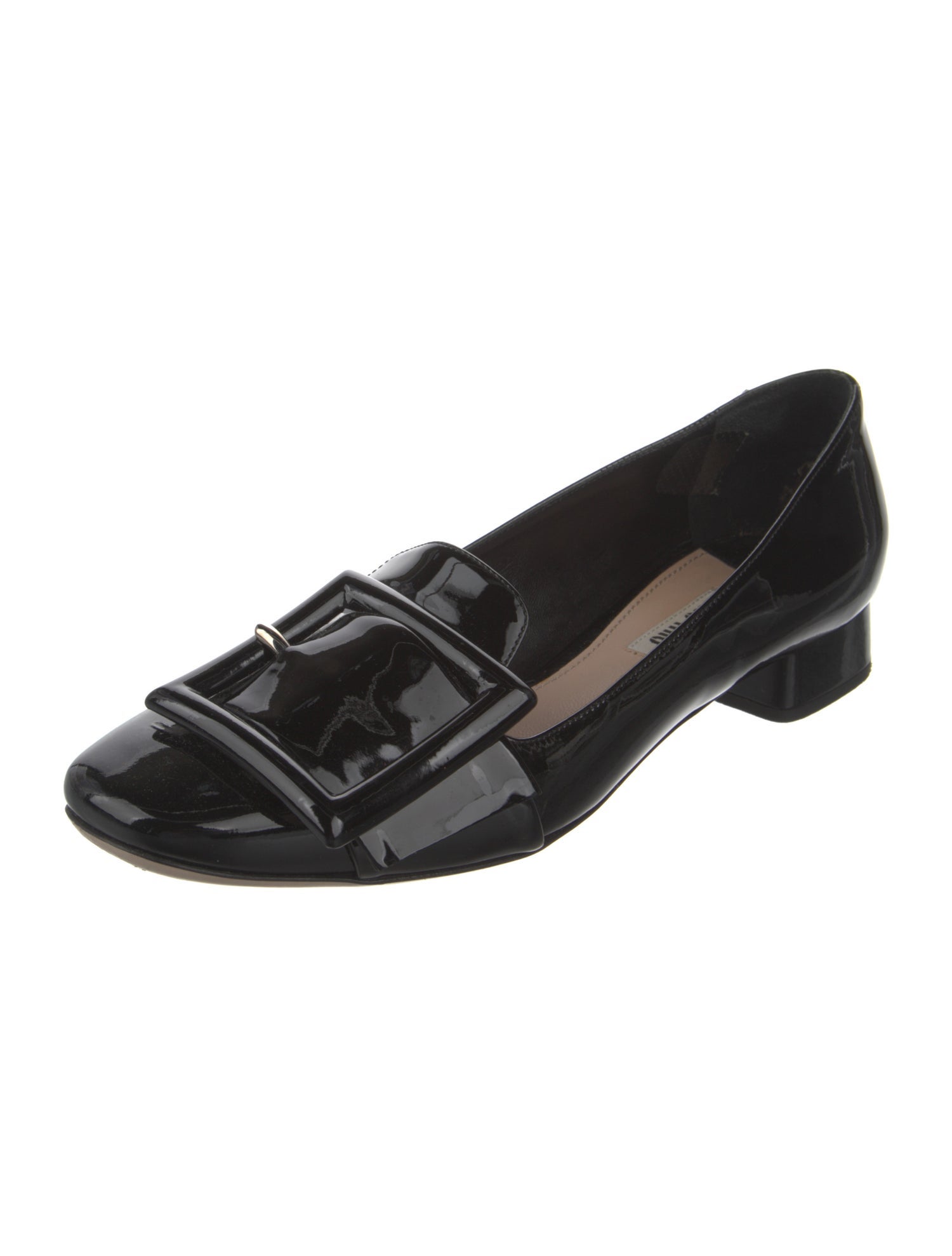 Miu Miu Patent Leather Chain-Link Accents Loafers
