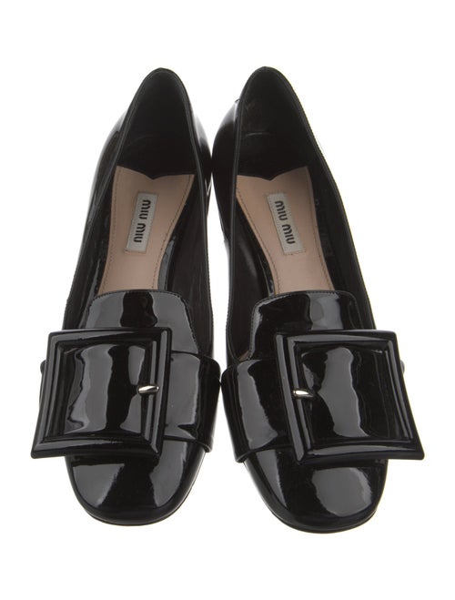 Miu Miu Patent Leather Chain-Link Accents Loafers