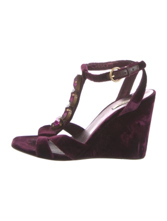 Miu Miu Velvet T-Strap Sandals